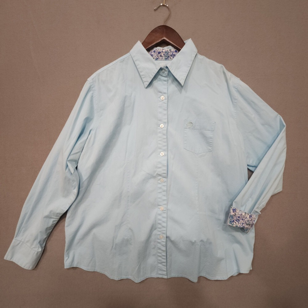 Wrangler George Strait Womens Long Sleeve Flip Cuff Button Up Blue Shirt Size 2X